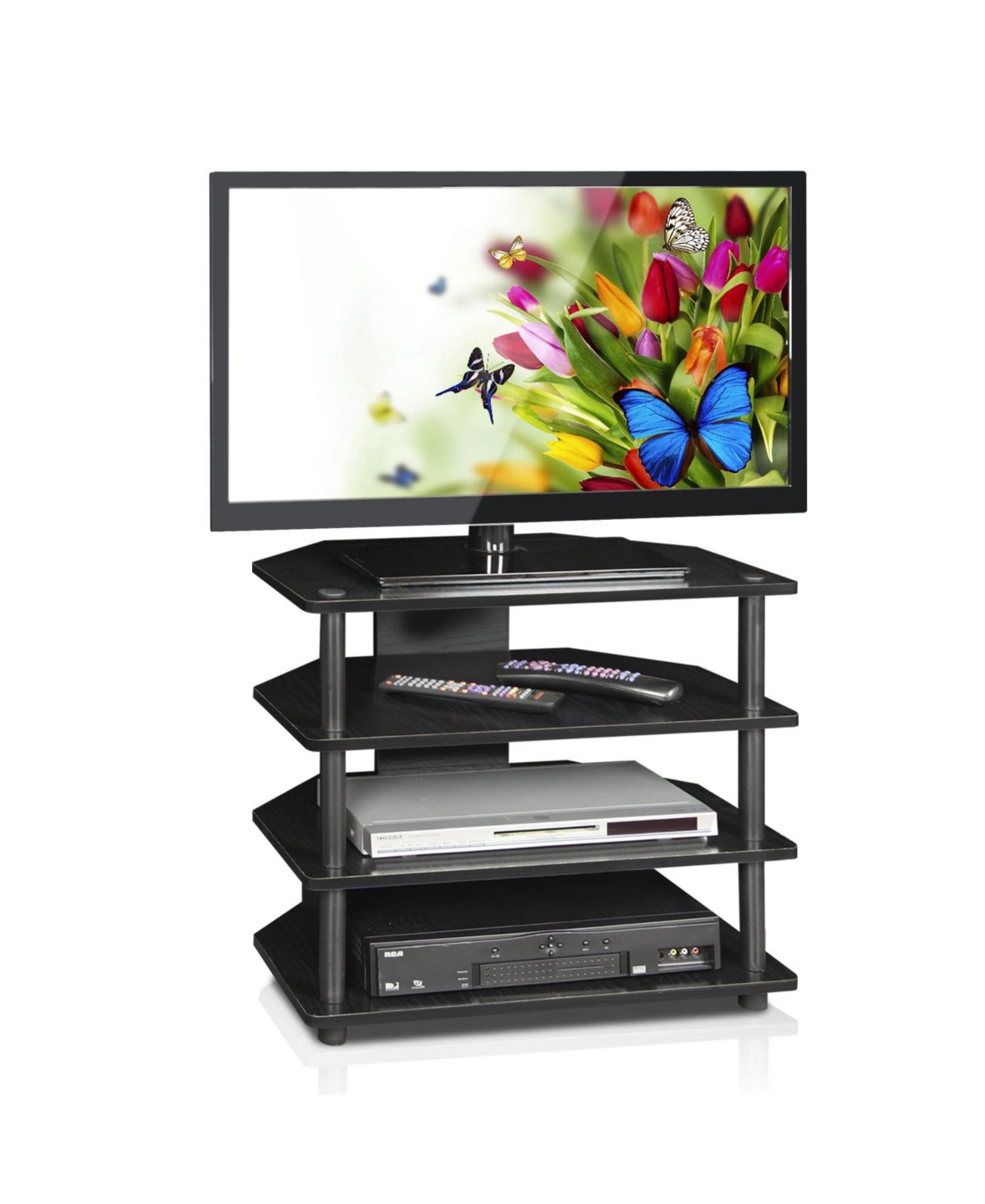 Furinno 4-Tier Tv Stand for Tv's up to Entertainment Media Center w/Storage Cabinet