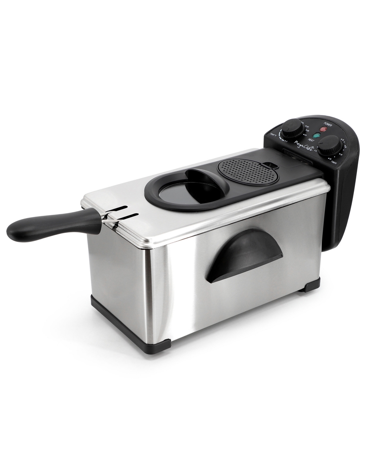 MegaChef Quart Stainless Steel Electric Deep Fryer with Timer