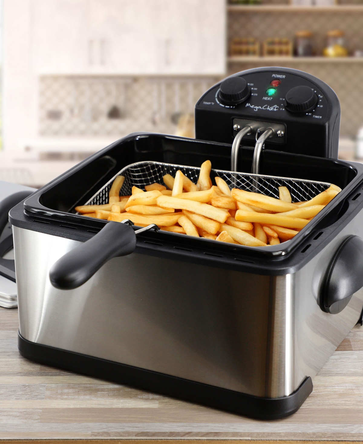 MegaChef 4.23 Quart Stainless Steel Electric Deep Fryer with Timer