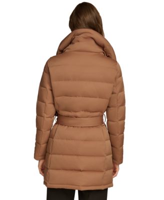 Women's Belted Asymmetric Puffer Coat