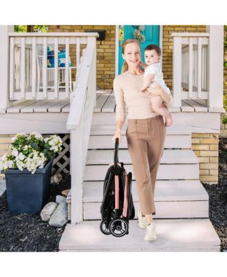 Portable Baby Stroller One-Hand Fold Pushchair W/ Aluminum Frame