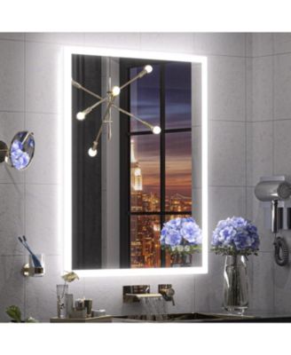 Frontlit & Backlit LED Bathroom Vanity Mirror Wall Mirror with Anti Fog 3 Color Dimmable