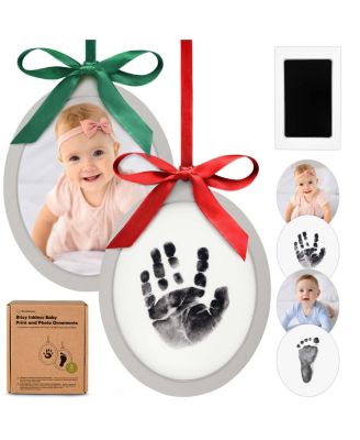 Bitsy Inkless Baby Hand and Footprint Kit, Two-sides Baby Christmas Photo Ornaments, Personalized Baby Keepsake Gifts