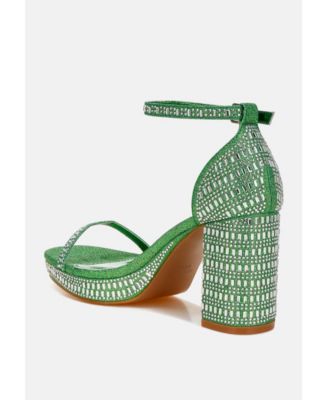 Womens Ronan Rhinestones Embellished Block Sandals