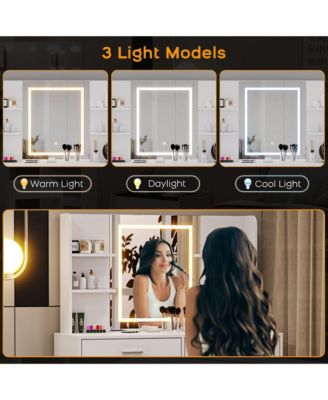 Makeup Vanity Desk, Vanity Mirror with Lights Desk and Chair