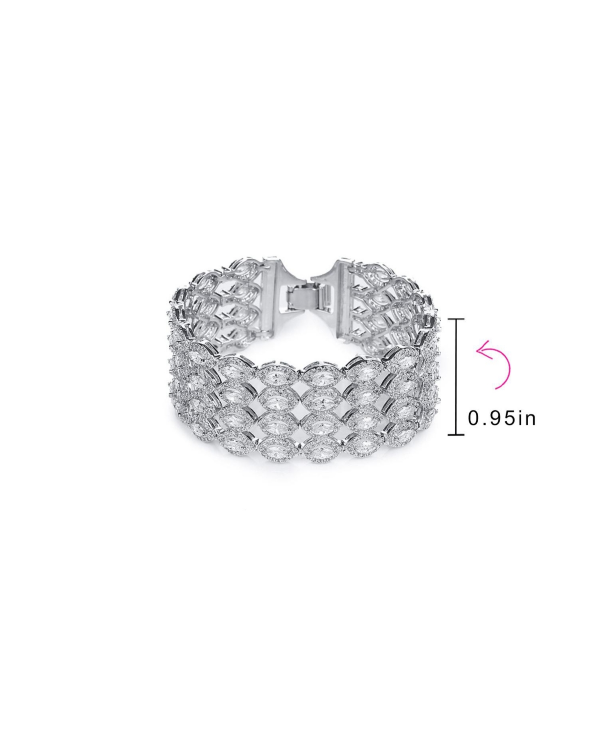 Bling Jewelry Art Deco Style Jewelry Cz Marquise Cubic Zirconia 4 Row Wide Tennis Bracelet Rhodium Plated Inches. Perfect for s Formal Party - Cle