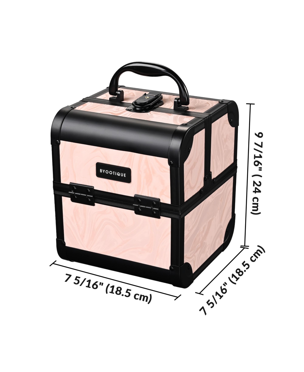 Byootique Makeup Train Case Cosmetic Organizer w/ Mirror Tray Artist Cb Dusk