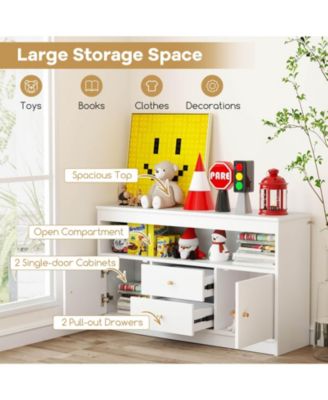 Kids Toy Storage Organizer Wooden Children Bookshelf Storage Chest with Open Shelf