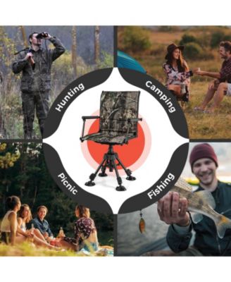 Swivel Hunting Chair with 4 360° Adjustable Legs Folding Silent Swivel Blind Chair Camouflage