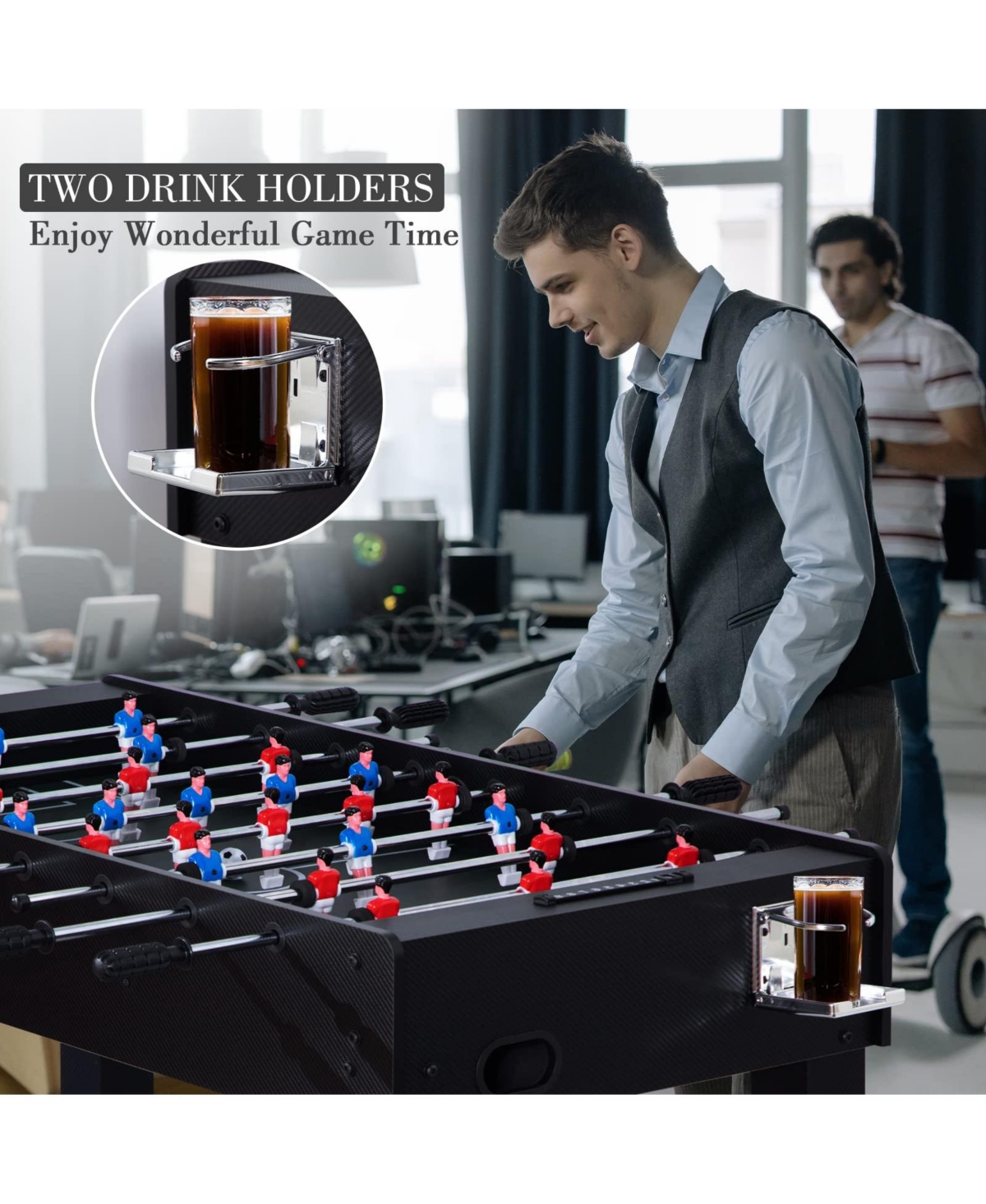 Sugift Competition Foosball Table w/2 Balls & Cup Holders, Soccer Game Table for Kids & Adults, Home or Arcade