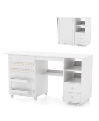 Folding Sewing Table Charging Station Multifunctional Sewing Machine Cart Table