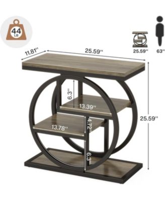 End Table Set of 2, 4-Tier Narrow Side Table, Wood Small Sofa Side Table, Industrial Bedside Table for Bedroom, Living Room