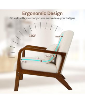 Modern Accent Chair with Rubber Wood Frame and Lumbar Pillow