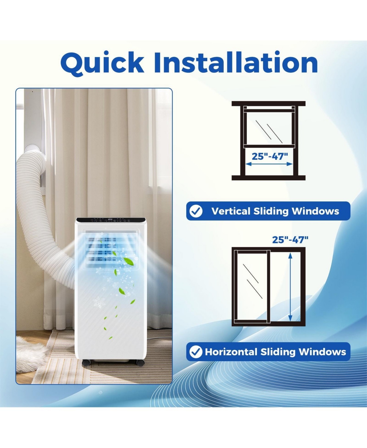 8000 Btu Portable Air Conditioner 3 in 1 Floor Ac Unit with Fan and Dehumidifier