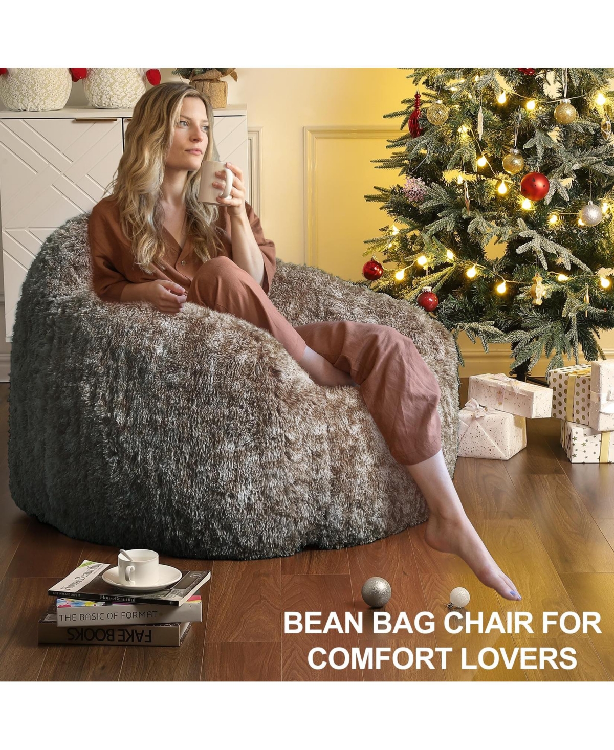 gaomon Bean Bag Chairs for Adults, Faux Fur Bean Bag Chair with Filler