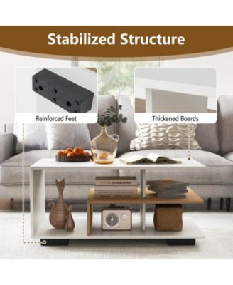 Rectangular Table with L-shaped Middle Shelf
