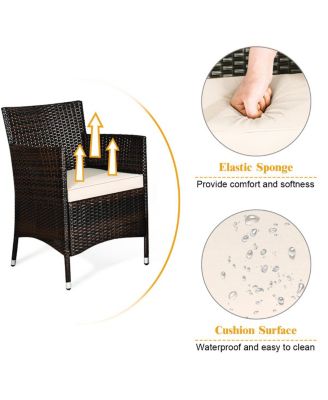 4 Pieces Comfortable Outdoor Rattan Sofa Set with Glass Table