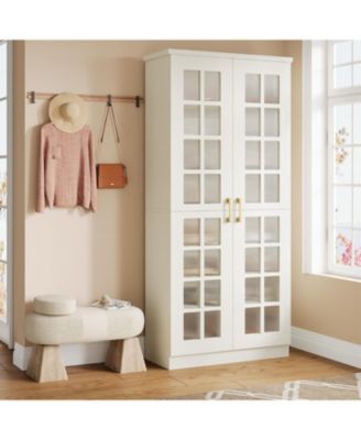 71-Inch Tall Shoe Cabinet with Doors, 8-Tier Shoe Storage Cabinet with Adjustable Shelves, Modern Shoe Organizer Shoe Rack Cabinet