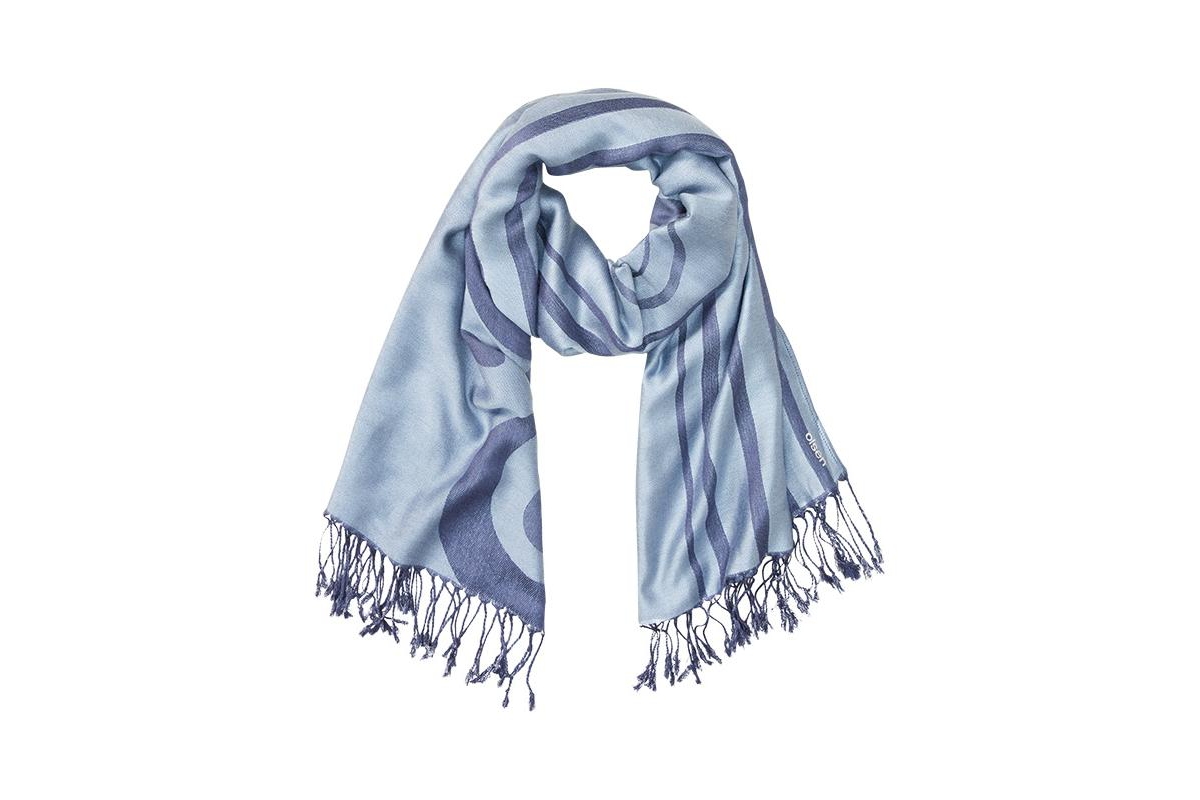 Stripe & Bubble Motif Scarf - Lt blue