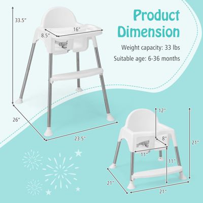 4-in-1 Convertible Baby High Chair with Removable Double Tray