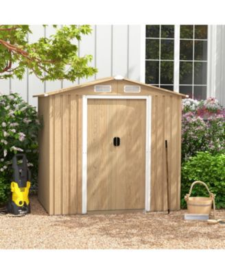 6 x 4 Feet Galvanized Steel Storage Shed with Lockable Sliding Doors