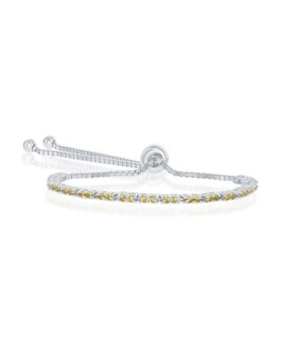 Sterling Silver 2mm Birthstone CZ Tennis Adjustable Bolo Bracelet