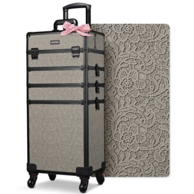 4in1 Rolling Makeup Train Case Cosmetic Organizer Rococo Coral