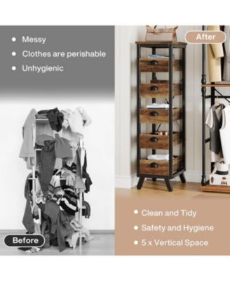 Tall 5-Drawer Wood Dresser – Slim Vertical Storage Organizer for Bedroom, Living Room, Entryway