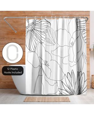 71x74 Delicate Lines Shower Curtain - 100% Polyester Shower Curtain