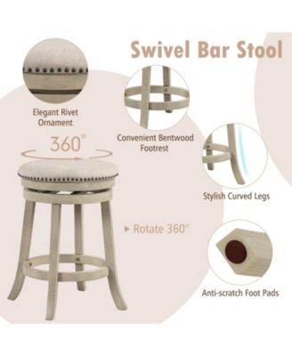 26 Inches Swivel Bar Stools Set of 2 wth Wooden Frame-26.5 inches