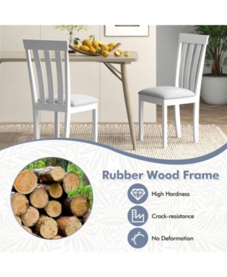 Dining Chair Set of 2 Upholstered Wooden Kitchen Chairs with Padded Seat and Rubber Wood Frame