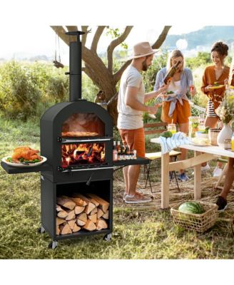 Outdoor Pizza Oven Wood Fired Pizza Oven with Protective Cover 12" Pizza Stone