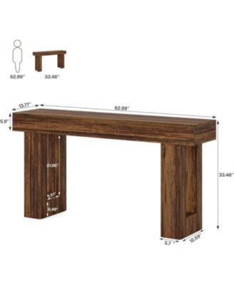 Long Console Table, 63 inches Wooden Rectangular Sofa Table for Behind the Couch, Farmhouse Entryway Table for Hallway, Living Room