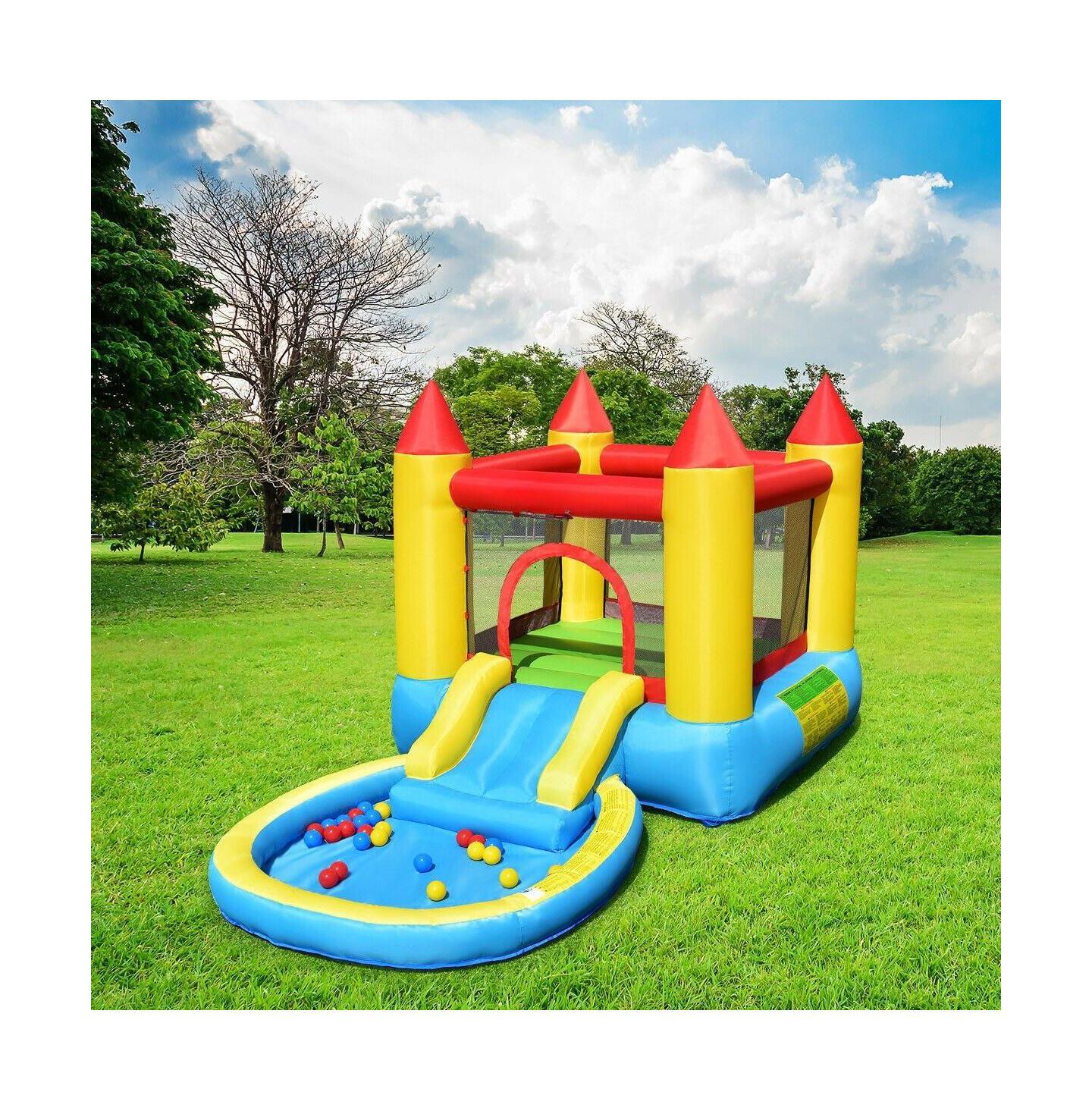 Детские игрушки GOUUN Kids Inflatable Bounce House Castle with Balls Pool and Bag, цвет: Синий — фото 5