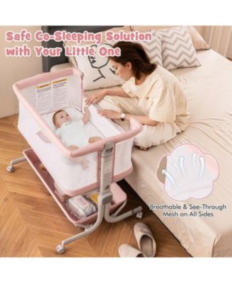 Baby Bassinet Bedside Sleeper with 6-Level Adjustable Height