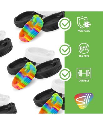 Lids 4 pk: Kids Tumblers & Wine Glasses -Bouncy Black(2),Frosted White,Hippie Hops