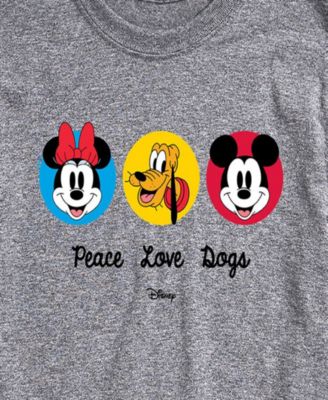 Men's Disney Mickey Peace Love Dogs Short Sleeve Tee