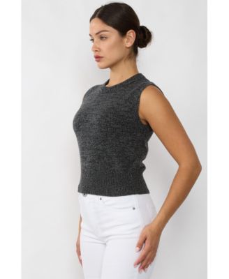 Women's 100% Cashmere Crewneck Chunky-knit Sweater Vest