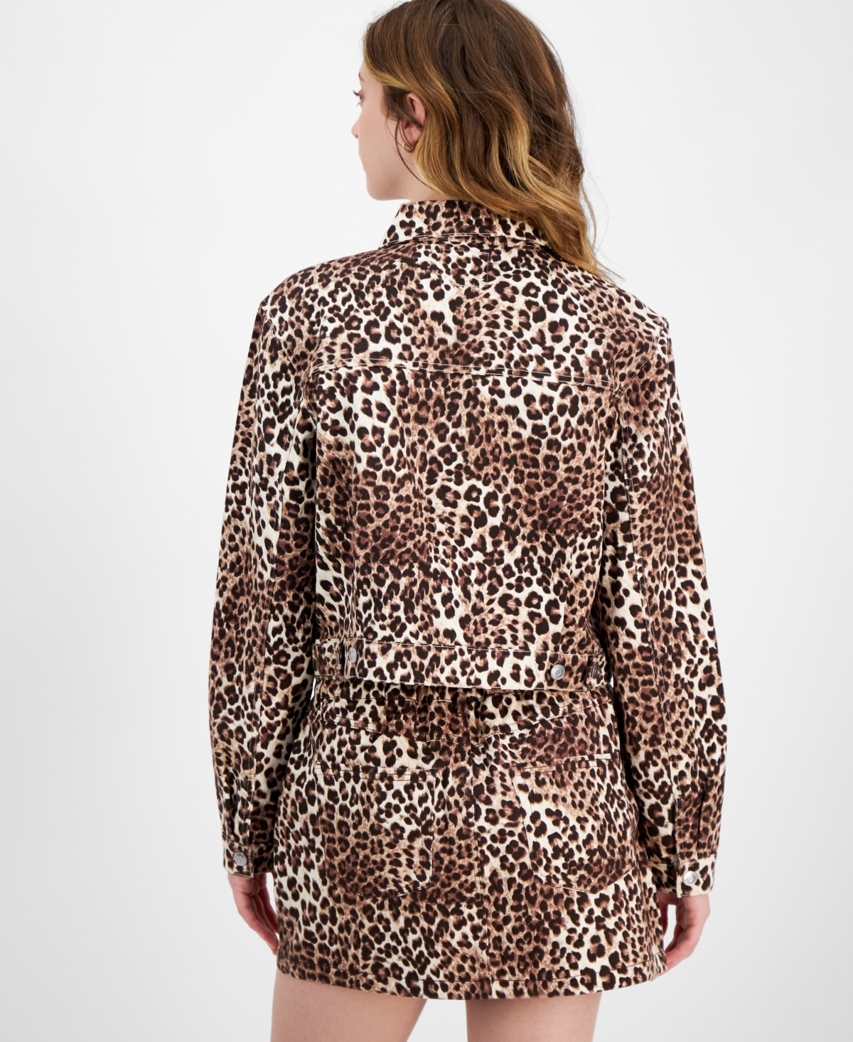 ULTRA FLIRT JUNIORS' COTTON LEOPARD-PRINT TWILL JACKET 
