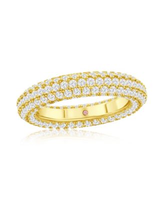 Suzy Levian Sterling Silver Cubic Zirconia Pave Round Eternity Band