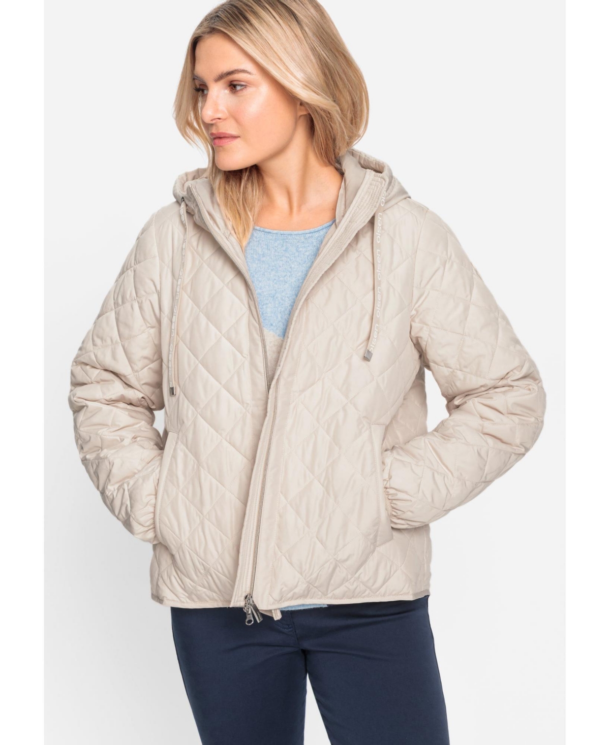 Women's Diamond Quilted Jacket - Canvas beige