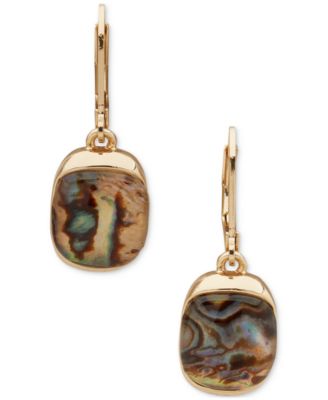 Anne Klein - Gold-Tone Abalone Oval Dangle Leverback Drop Earrings