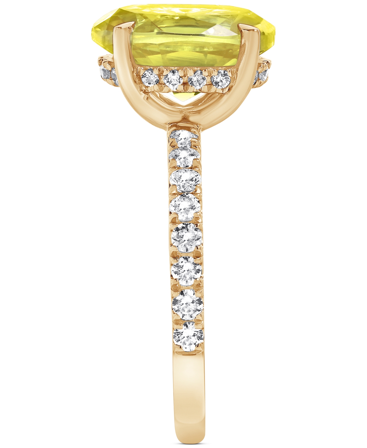 Badgley Mischka Igi Certified Lab Grown Yellow Diamond Oval-shaped Engagement Ring (3-1/2 Ct. T.w.) In 14k White, Ye In Yellow Gold