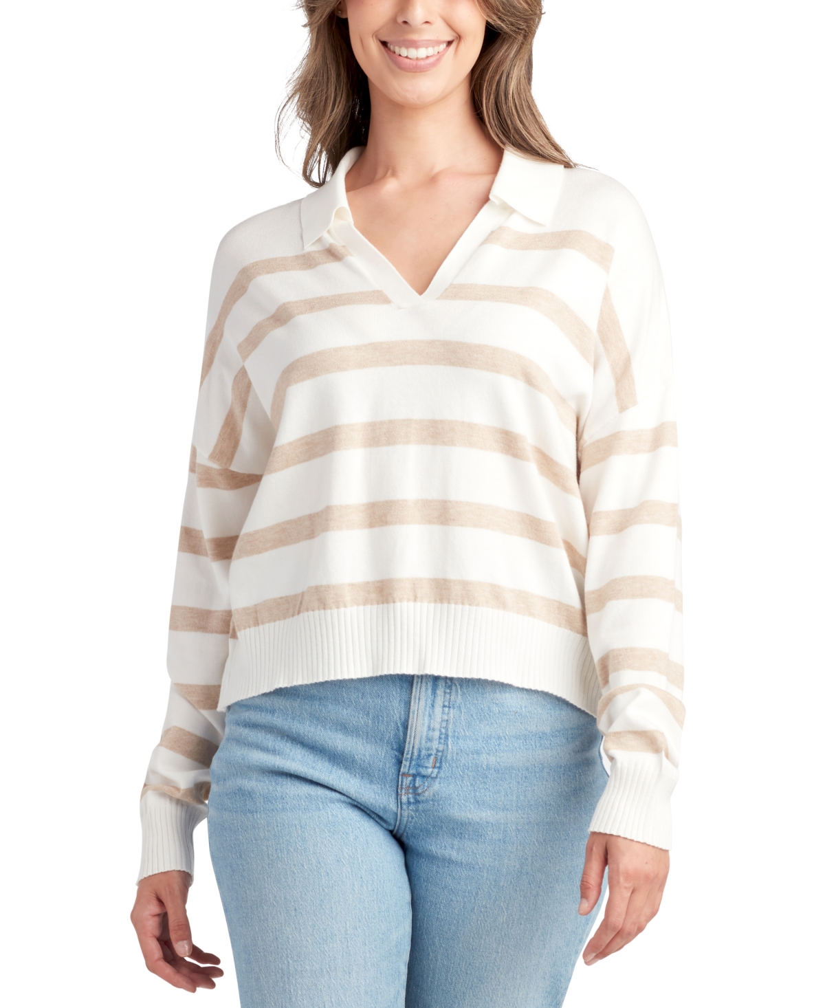 Juniors' Striped Polo-Collar Pullover Sweater - Color 5