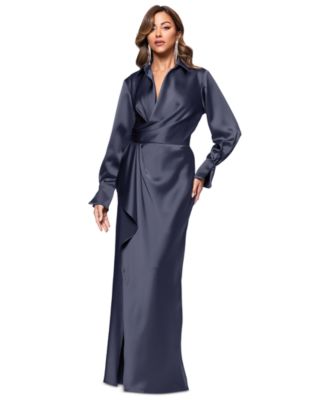 Women's Satin Shirtdress Gown