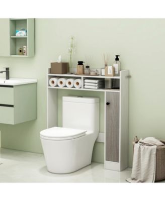 Bathroom Over the Toilet Floor Storage Organizer with Adjustable Shelves - White