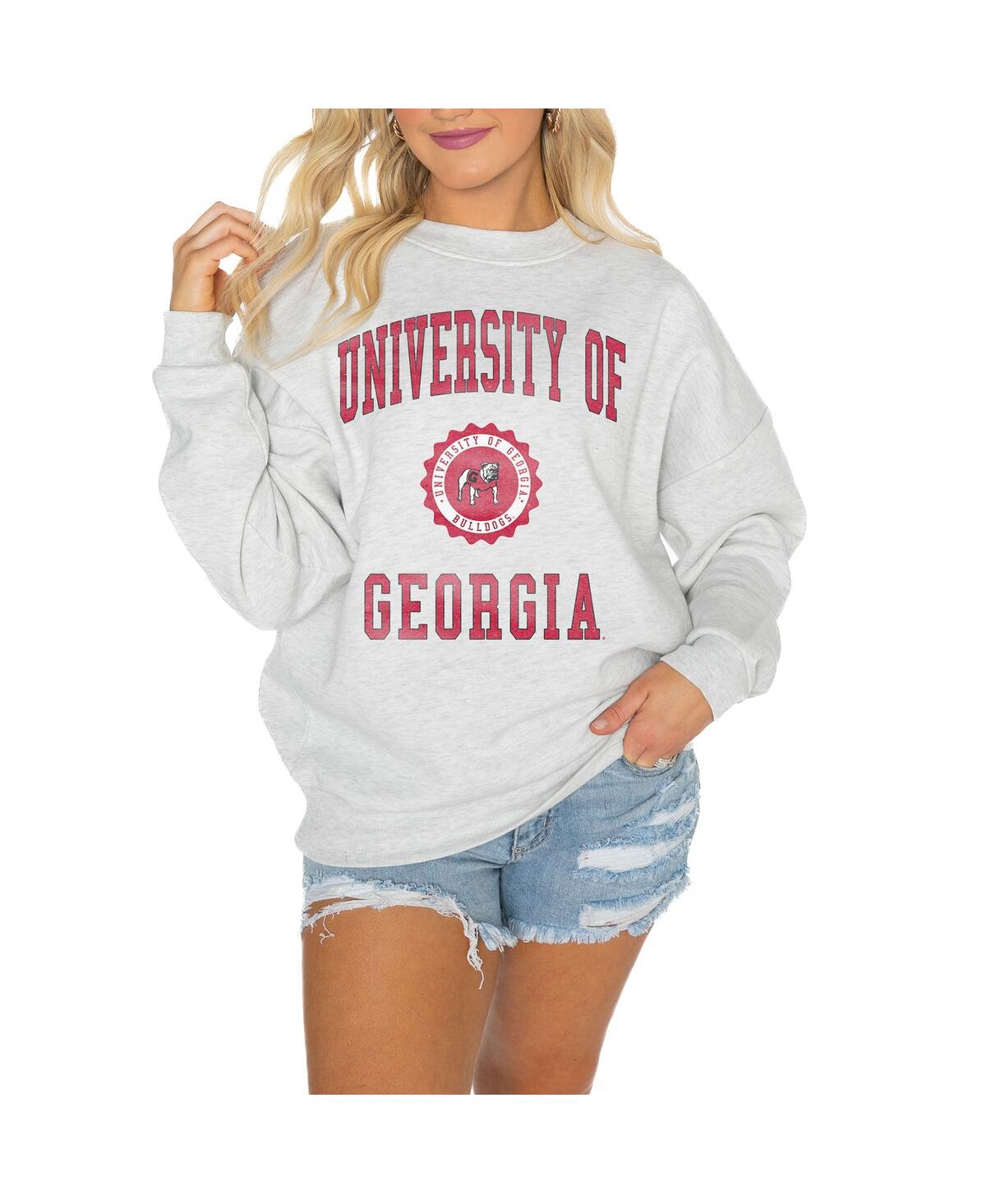 Women's Steel Georgia Bulldogs Good Vibes Premium Fleece Drop Shoulder Pullover Sweatshirt - Steel