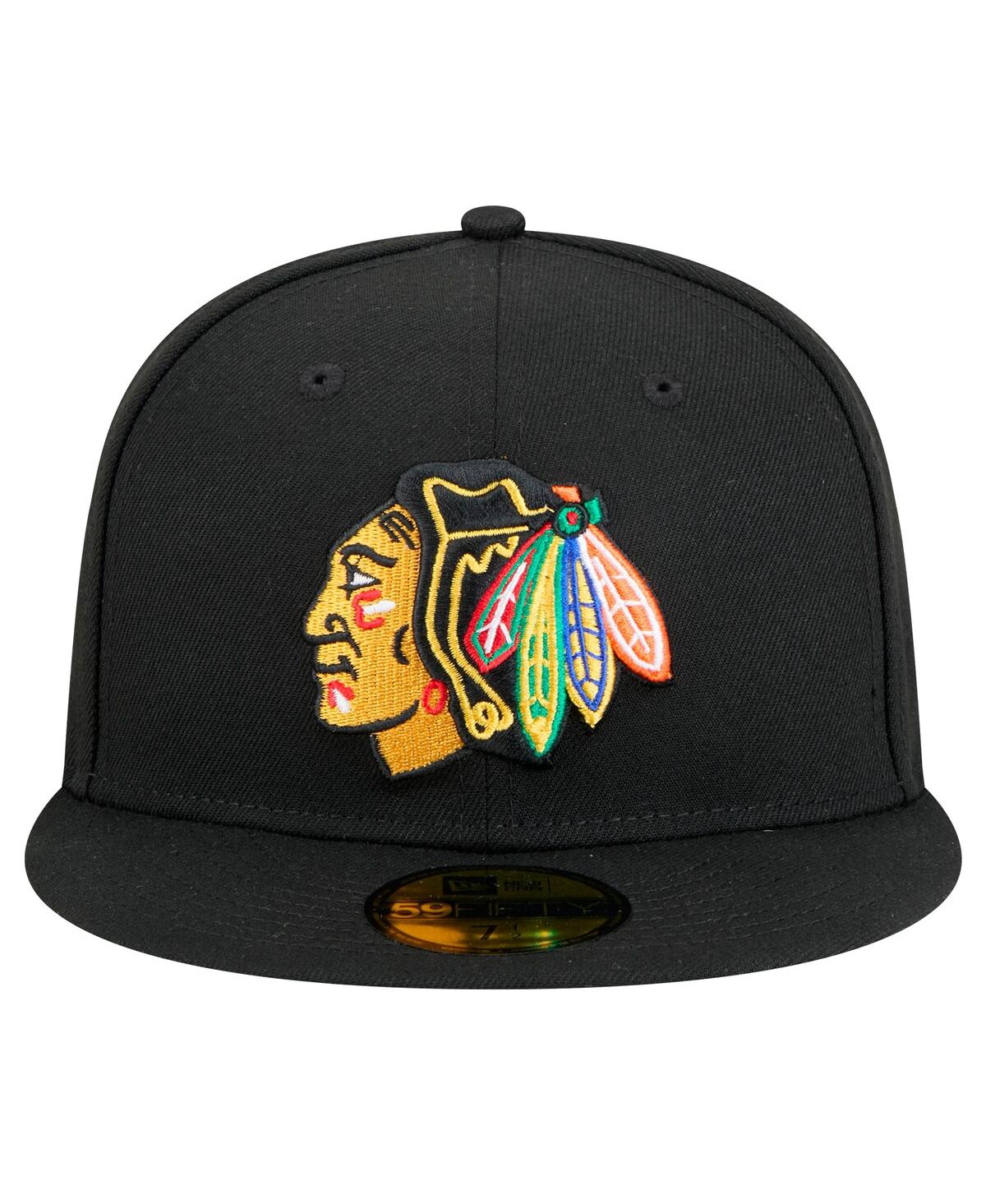 New Era Men's Black Chicago Blackhawks Core 59fifty Fitted Hat In Black