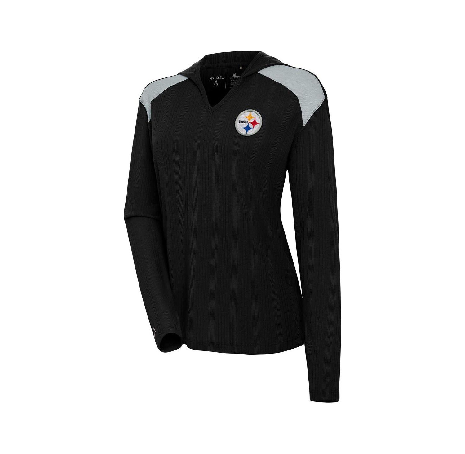 Women's Black Pittsburgh Steelers Opulent Long Sleeve Hoodie T-Shirt