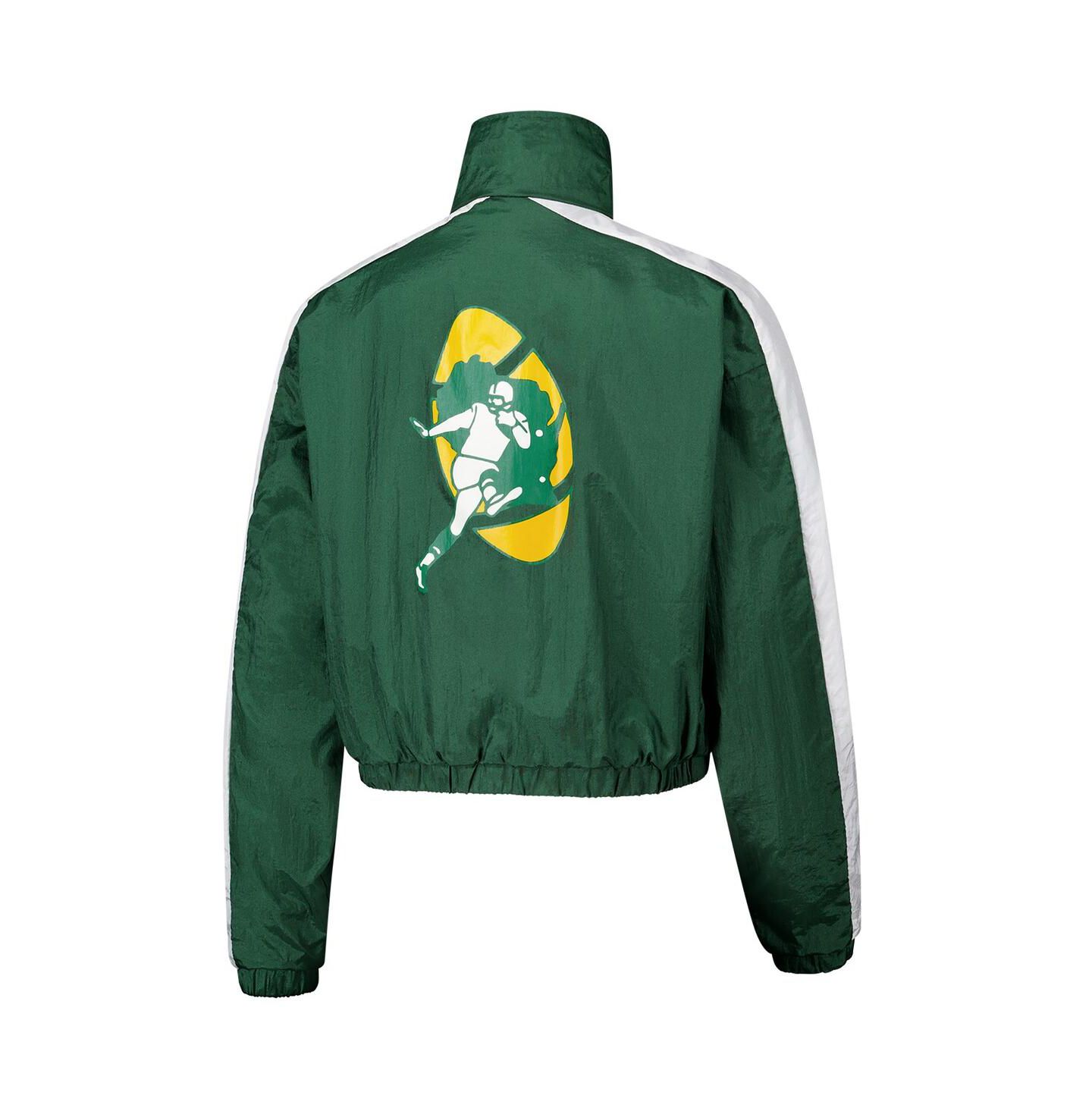 Женская куртка Mitchell & Ness Green Green Bay Packers Nylon Cropped Full-Zip — фото 3